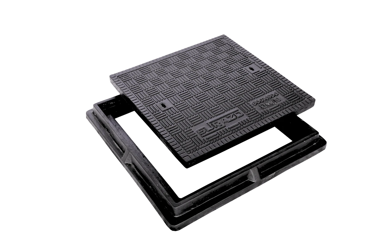 Square manhole cover and frame